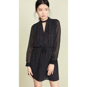 Club Monaco Dress 0 Black Long Sleeve Blouson Organza Quani